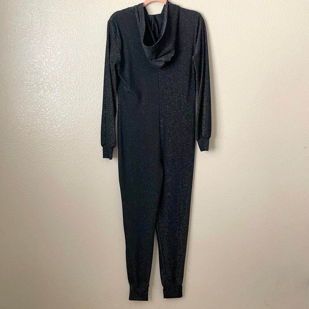 Savage X Fenty Jumpsuit Womens Medium Black Sleep & Shine Hooded Glitter Casual - Picture 9 of 11